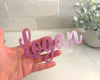 Personalized Glitter Acrylic Name Decal, Adhesive Peel & Stick Custom Sign