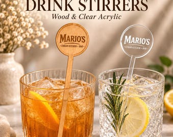 Custom Logo Drink Stirrers, Acrylic Wood Cocktail Stir Sticks, Event Decor