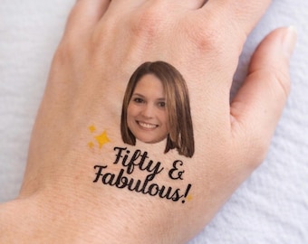 Personalized Face Temporary Tattoos – Milestone Birthday Party Favors