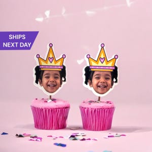 Custom Face Crown Cupcake Toppers: Birthday Party Decor