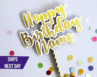 Custom Glitter Cake Topper: Personalized Birthday Party Decoration