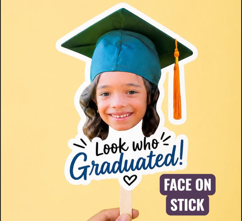 Custom Graduation Face on Stick Prop, Personalized Grad Party Photo ...