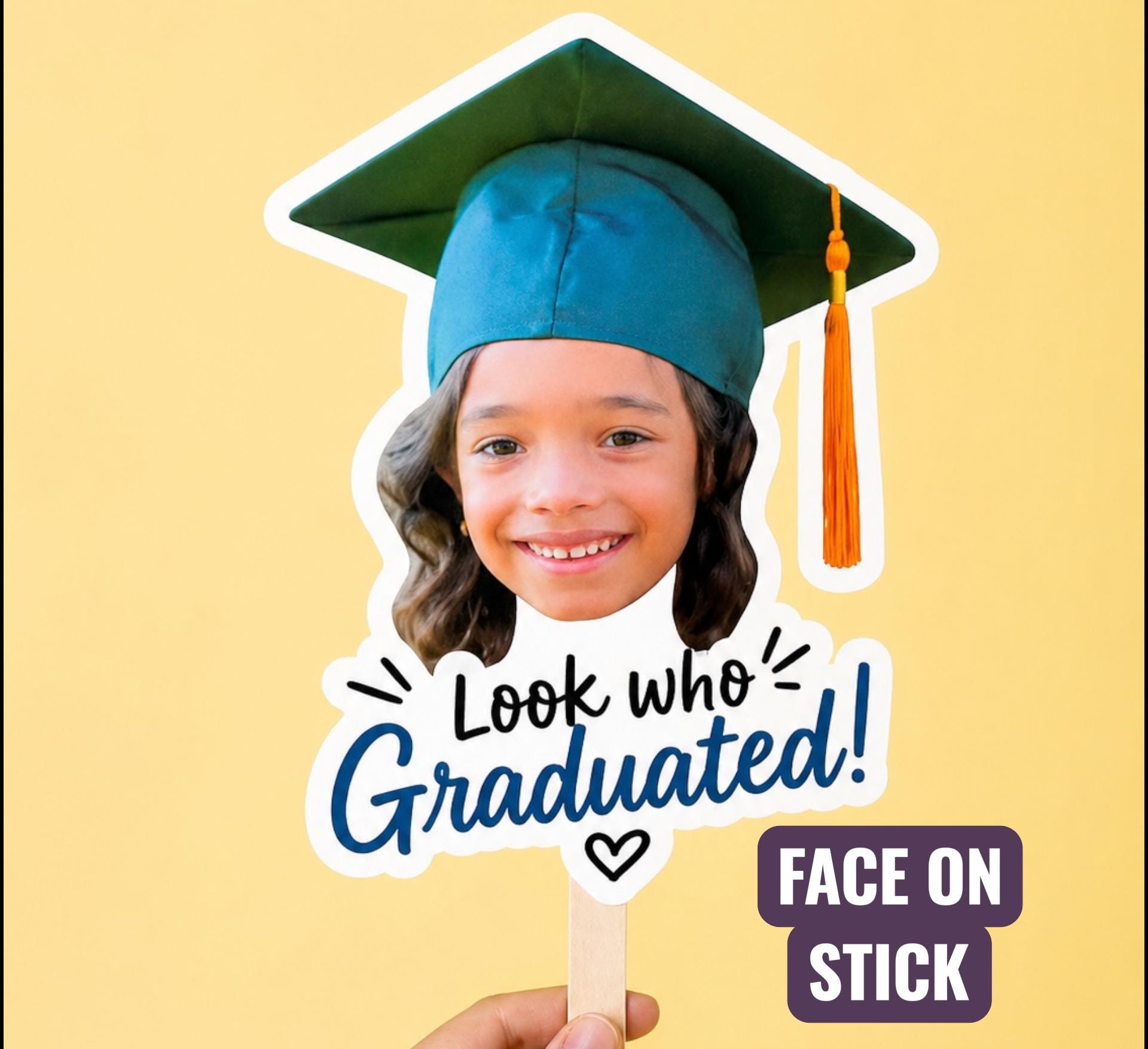 Grad Face Sticks Custom Graduation Face on Stick Prop, Personalized Grad Party Photo ...