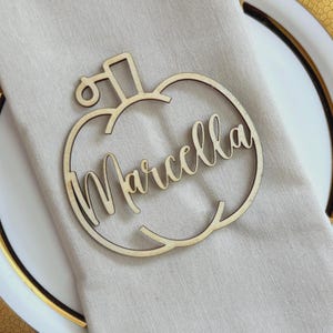 Personalized wooden name plate Custom Thanksgiving table decor Name tags Place cards Personalized Place Cards Pumpkin Cards