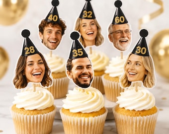 Custom Face Cupcake Toppers: Birthday Party Decorations
