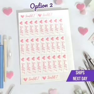 Back to School Labels, Heart School Labels, Personalized Name Labels, Waterproof Labels, Name Stickers, Heart School supply labels