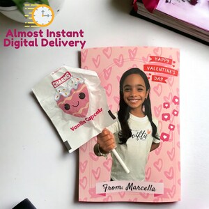 Druckbare Lollipop Valentinstagskarte Klassenzimmer Foto Valentinstagskarten für Kinder Schnelle digitale Lieferung