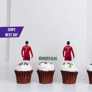 Soccer Cupcake toppers, Ronaldo Birthday Party, Soccer Party,  Soccer Birthday, Football cake topper, Sports Cake topper