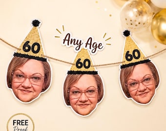 Custom Face Birthday Banner, Personalized Party Decor