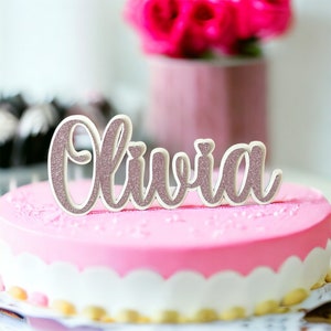 Custom Glitter Name Cake Topper: Handmade Cardboard Party Decor