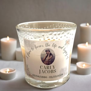 Printable Memorial Candle Sticker Label Custom Bereavement Gift Personalized Remembrance Decal for Sympathy