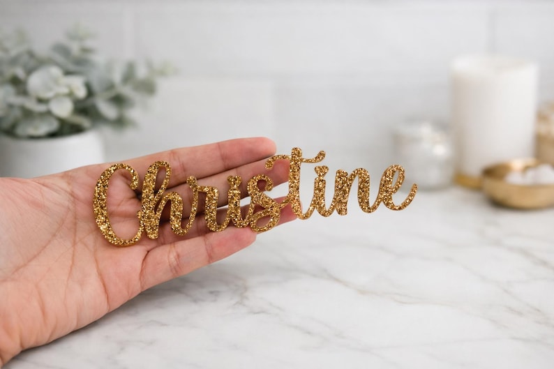 Custom Glitter Acrylic Name Place Card – Wedding Table Setting image 3