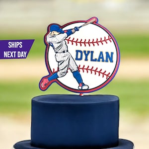 Personalized Baseball Birthday Cake Topper with Name & Age