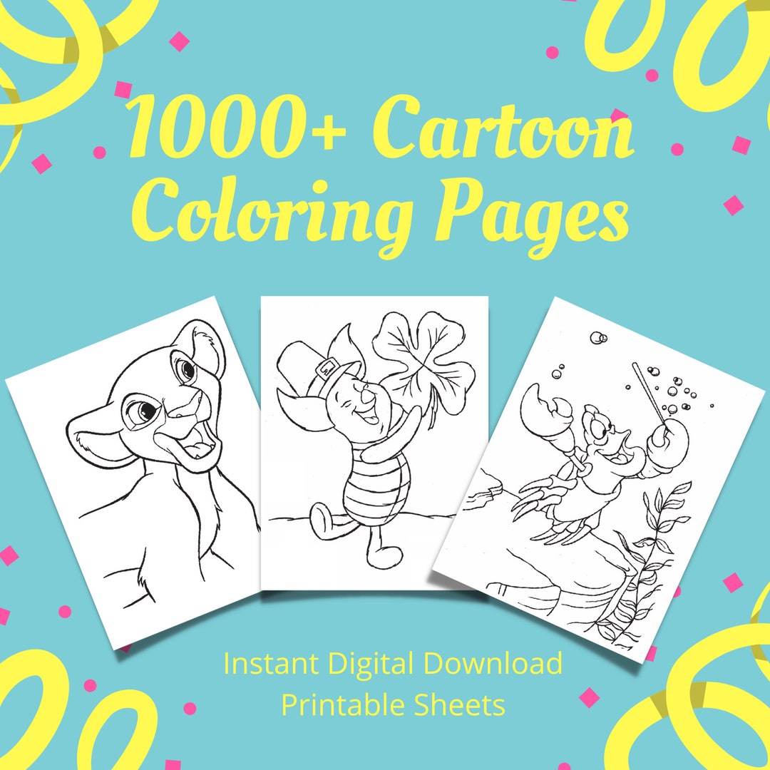 1000+ Kids Coloring Pages - Cartoon Characters - Toddler Busy Book - Childrens Coloring - Etsy