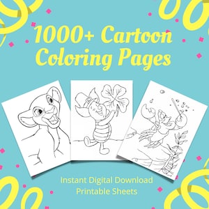 Más de 1000 páginas para colorear para niños - Personajes de dibujos animados - Libro de actividades para niños pequeños - Libro para colorear para niños