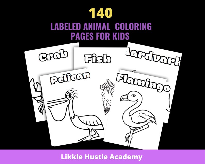 Labeled Color Sheet 140 Labeled Animal Coloring Pages for Kids, Printable Coloring Pages ...