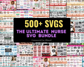 Nurse SVG Bundle | 500+ Nursing Designs | Funny Nurse Quotes, Medical | Commercial Use