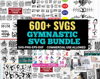 Gymnastics SVG Mega Bundle | 600+ Designs | Gymnast Poses, Silhouettes, Cheer, Tumbling Quotes for Cricut & Silhouette