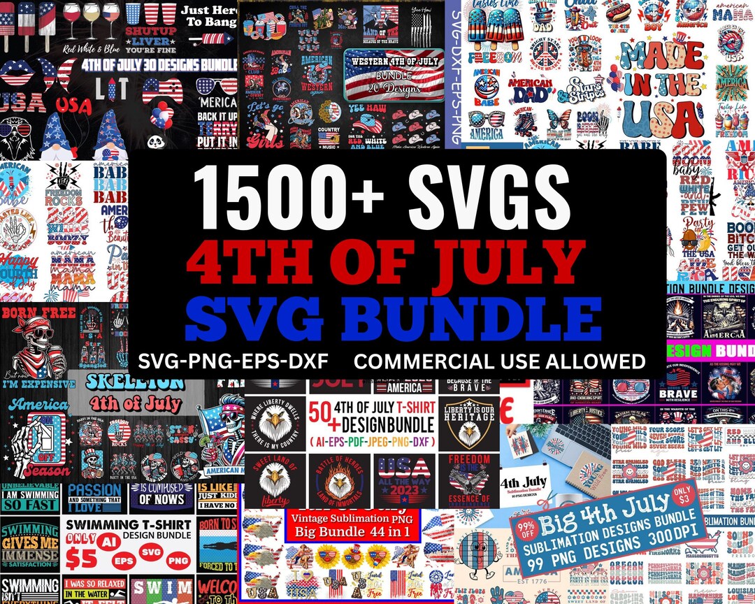 4th of July SVG Mega Bundle | 1500+ Patriotic Designs | USA Flag ...