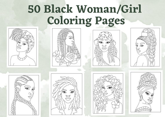Black Beauties Adult Coloring Book: 52 beautiful drawings of black women  with floral hair to color for adults and teens | African American Girl hair  