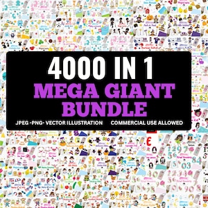 Graphische Elemente Mega Bundle | 4000+ Designs | 175 Themen | Symbole, Charaktere, Objekte | PNG JPG EPS Vektor