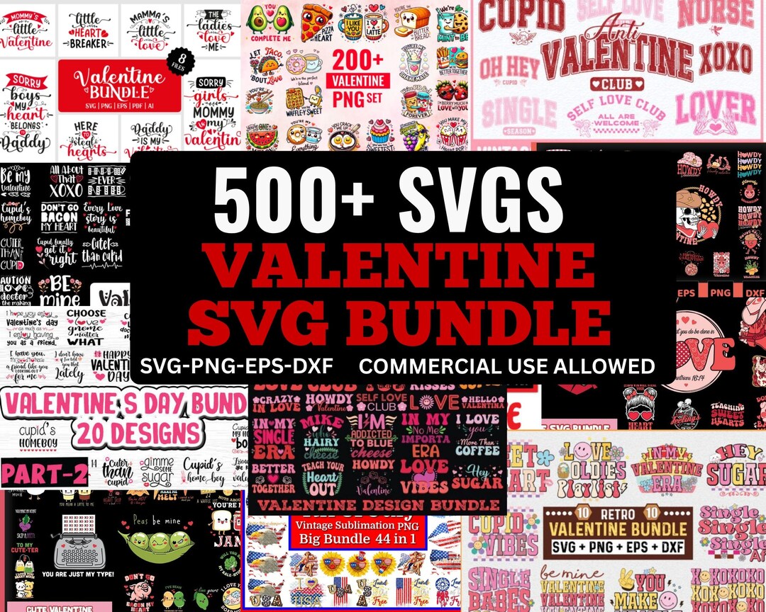 Valentine’s Day SVG Mega Bundle | 500+ Designs | Love Quotes, Hearts ...