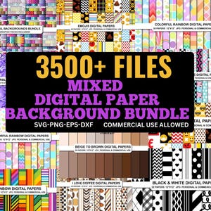 Pacchetto completo di carte digitali / Oltre 3500 motivi senza soluzione di continuità / Pois, Ombre, Halloween, Arcobaleno, Chevron / JPG 12x12 300 DPI (Download digitale)