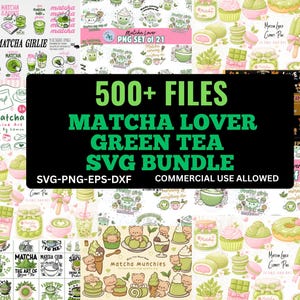 Puede incluir: Un paquete SVG digital con más de 500 archivos, con diseños de matcha y té verde. La colección incluye varios gráficos, como ilustraciones de bebidas, postres y elementos de texto de matcha. El paquete es para uso comercial.