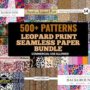 Sömlöst papperspaket med leopardmönster | 500+ mönster | Digitalt papper med djurtryck | JPG 300 DPI (digital nedladdning)