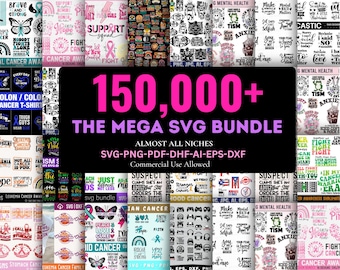 Pacote Mega SVG | Mais de 100.000 designs SVG para vinil, impressão, artesanato, camisetas, sublimação e muito mais