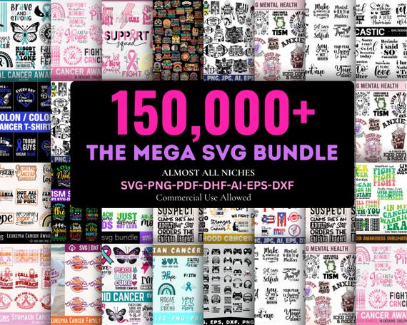 Mega SVG Bundle | 100,000+ SVGs Designs for Vinyl, Print, Crafts, T-Shirts, Sublimation & More