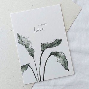 Karte Pflanzenliebe / Planty Love / Klappkarte zum Geburtstag / Einzug / Postkarte Aquarell botanisch / Urban Jungle / Strelizie