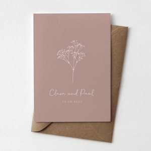 Karte zur Hochzeit Schleierkraut | Klappkarte personalisierbar | Glückwünsche Ehe | Grußkarte Brautpaar | Zeichnung | schlicht