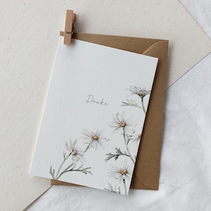 Dankeskarte Margeriten | Karte Danke mit Aquarell Design | Klappkarte zum danke sagen | Karte vielen Dank | bedanken | Blumen | Frühling