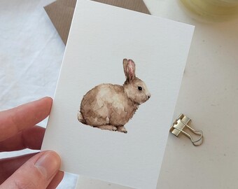 Carte lapin A7 | Carte de Pâques | Mini carte pliante pour Pâques | Pour une naissance | Petite carte de vœux avec des vœux de Pâques à l'aquarelle | Simple | Bébé lapin