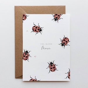 Card "good luck" personalizable / folding card with ladybugs / watercolor motif / lucky charm / good luck / encouragement