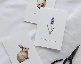 Lot de cartes de Pâques A7 | Mini cartes de Pâques | Ensemble de petites cartes de vœux de Pâques | Cartes « Joyeuses Pâques » | Mini cartes aquarelle | Style simple et élégant