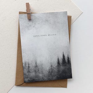 Trauerkarte "herzliches Beileid" | Beileidskarte mit Tannen Aquarell | Kondolenzkarte | Beileidsbekundung | Klappkarte Trauerfall schlicht