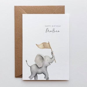 Personalized birthday card / child's birthday card / folding elephant happy birthday card / children's birthday greeting card