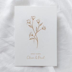 Karte zur Hochzeit | Klappkarte personalisierbar | Postkarte Glückwünsche Ehe | Grußkarte Rosen | Zeichnung | schlicht