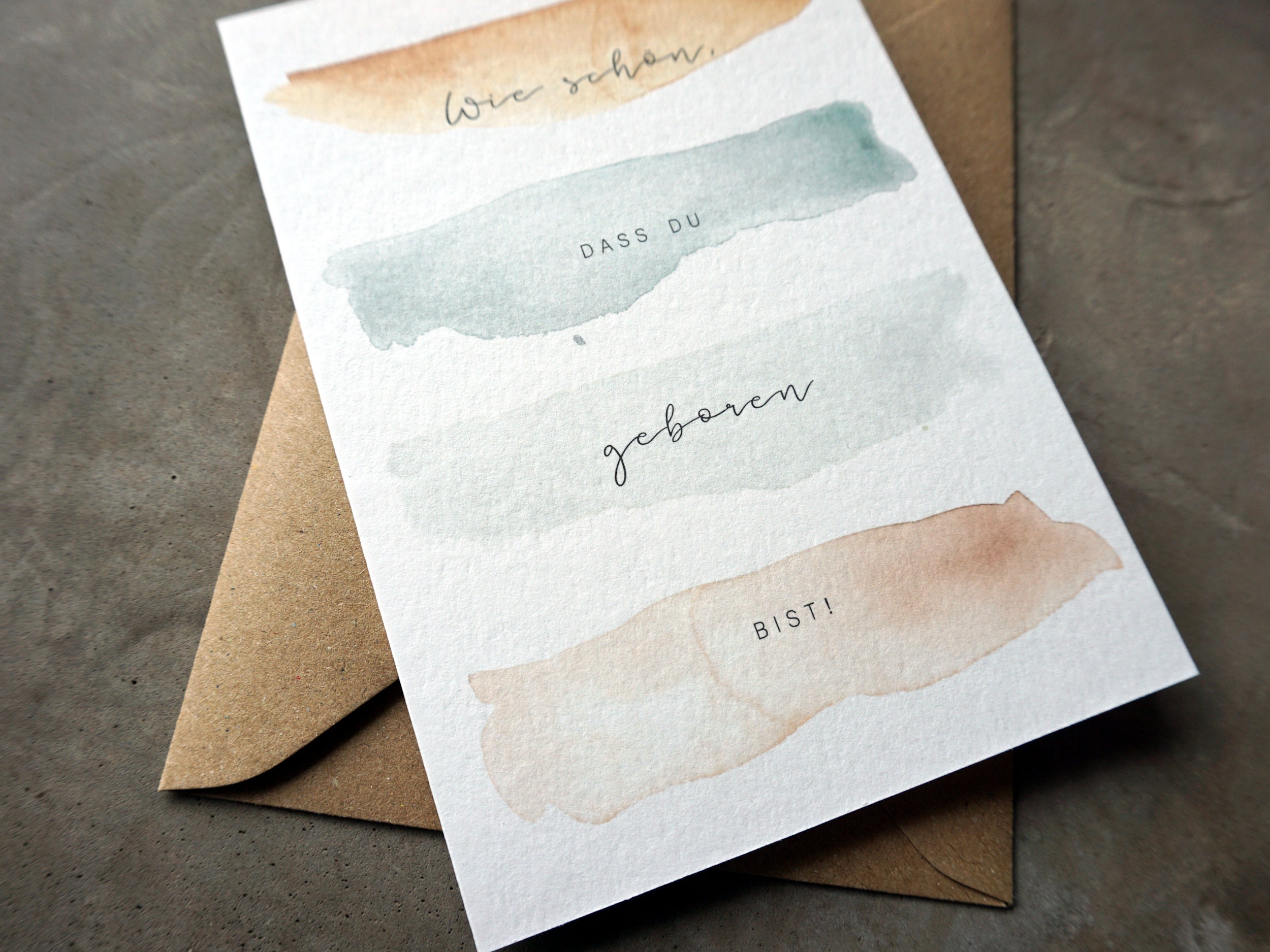 Karte zur Geburt / Babykarte aquarell / Glückwunschkarte Baby  Etsy