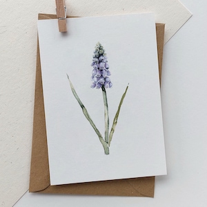 Karte Hyazinthe | Postkarte Aquarell Blume | Osterkarte | Geburtstagskarte Frühling | Klappkarte botanisch | Ostern | schlicht