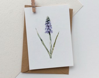 Karte Hyazinthe / Postkarte Aquarell Blume / Osterkarte / Geburtstagskarte Frühling / Klappkarte botanisch / Ostern / schlicht