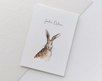 Carte de Pâques avec lapin « Joyeuses Pâques » | Carte de Pâques | Carte pliée | Carte postale de vœux de Pâques avec motif aquarelle | Carte de vœux avec lapin de Pâques