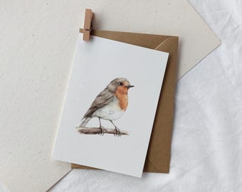 Tarjeta de petirrojo | Aves | Amantes de las aves | Acuarela | Bosque | Navidad | Postal | Tarjeta plegable | Amantes de la naturaleza