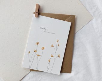Carte pour la fête des mères | Carte d'anniversaire « Maman, tu es la meilleure » | Carte de vœux avec des fleurs jaunes à l'aquarelle | Carte pour la fête des mères avec de délicates fleurs à l'aquarelle