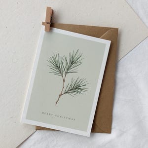Karte zu Weihnachten mit Kiefernzweig | Weihnachtskarte Merry Christmas | Weihnachtsgrüße Tannenzweig | Weihnachtspost schlicht stilvoll