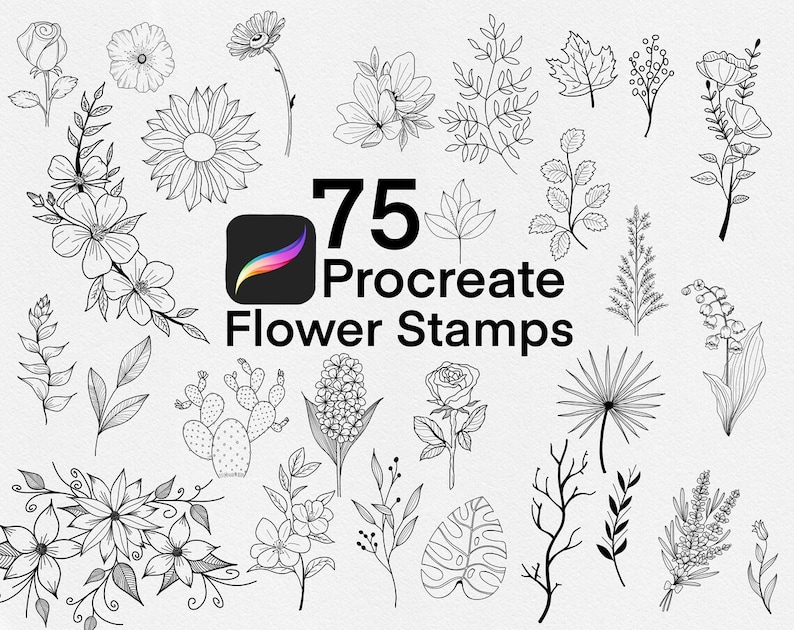 Procreate Flower Stamps, Procreate Floral Brushset, Commercial Use ...