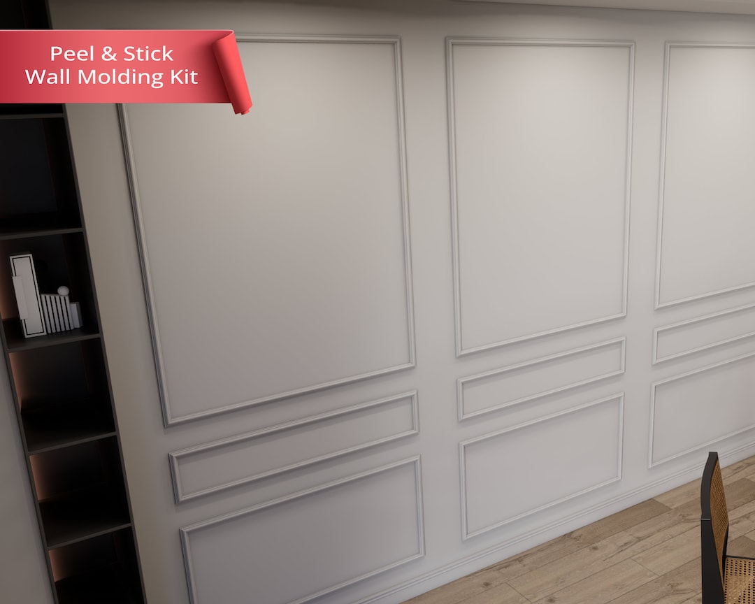 Peel and Stick Wall Moulding Kit, Wainscotting Panels, Self Adhesive ...