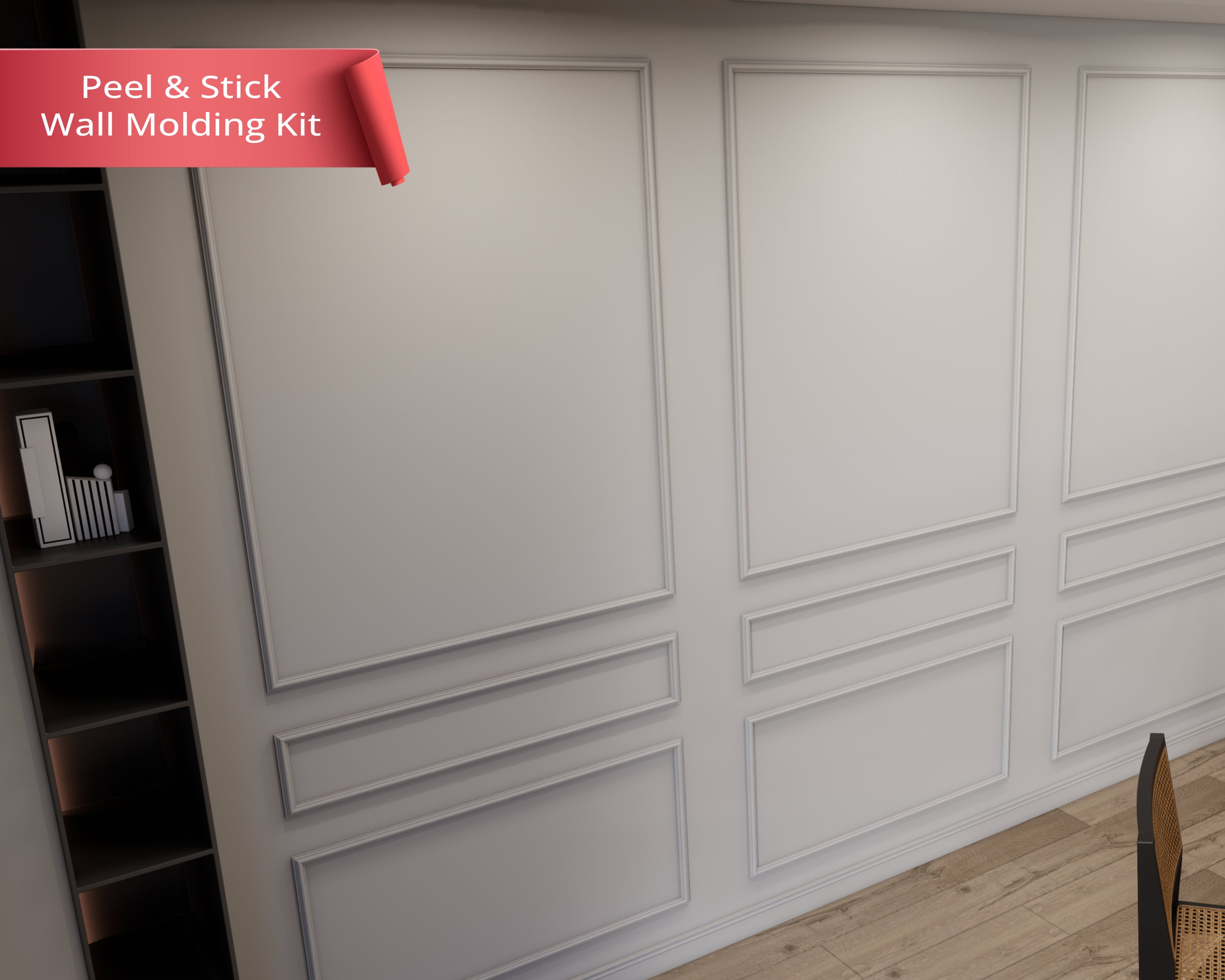 Peel and Stick Wall Moulding Kit, Wainscotting Panels, Self Adhesive Wall Panels, Ready Assemble Wall Decor